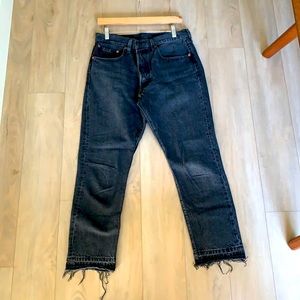 Levi’s 501 destressed gray black jeans
